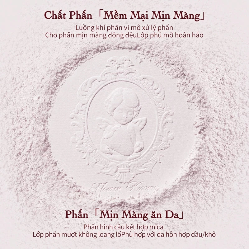 Phấn Phủ Nén Flower Knows Strawberry Cupid Bộ Sưu Tập Thiết Lập, Che Khuyết Điểm & Hoàn Thiện Lấy Nét Mềm 9,5g