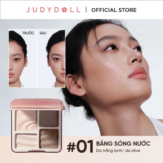 Bảng Phấn Tạo Khối Bắt Sáng 4 Ô JUDYDOLL Highlight & Contour Palette Mỏng Mịn Dễ tán Chuẩn màu 3D Lâu trôi 9g