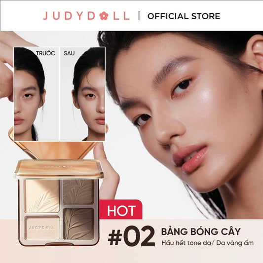 Bảng Phấn Tạo Khối Bắt Sáng 4 Ô JUDYDOLL Highlight & Contour Palette Mỏng Mịn Dễ tán Chuẩn màu 3D Lâu trôi 9g