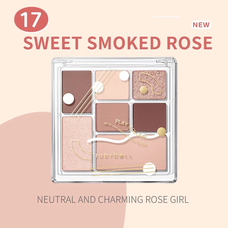Phấn Mắt 7 Màu JUDYDOLL All-In-One Palette Đa năng Kẻ mắt Má hồng Tạo khối Bắt sáng Mềm mịn Lên màu tốt Dễ tán Có nhũ mắt lấp lánh
