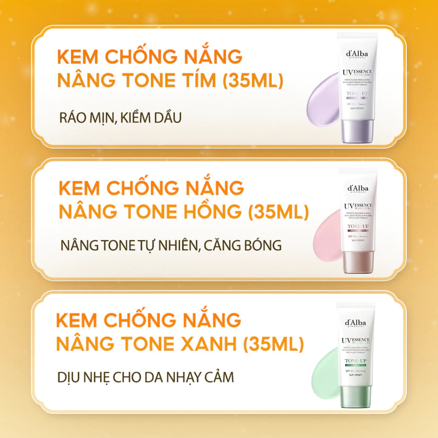 [d'Alba Official] Set 3 kem chống nắng nâng tone d’Alba – Che phủ chuẩn từng tông da (35ml *3)