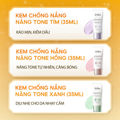 [d'Alba Official] Set 3 kem chống nắng nâng tone d’Alba – Che phủ chuẩn từng tông da (35ml *3)