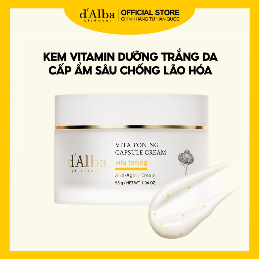 [d'Alba Official] Kem dưỡng trắng da và cấp ẩm sâu White Truffle Vita Capsule Cream 55g (Bản nâng cấp)