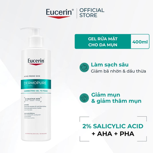 Gel rửa mặt cho da mụn Eucerin Eucerin® DermoPure Clinical Correcting Gel To Foam 400ml