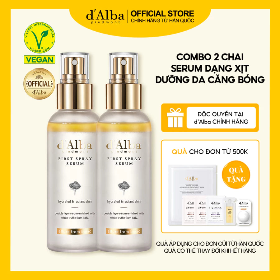 [d'Alba Official] Combo 2 Chai Serum dạng xịt căng bóng 100ml First Spray Serum