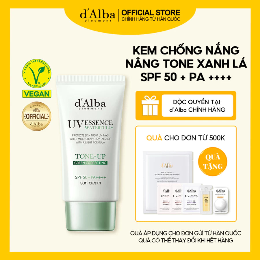 [d'Alba Official] Kem chống nắng Nâng tone Xanh lá White Truffle Tone Up Green Correcting Suncream 50ml