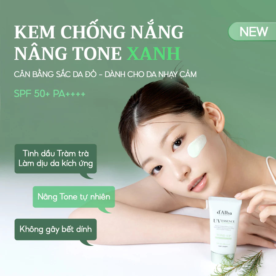[d'Alba Official] Kem chống nắng Nâng tone Xanh lá White Truffle Tone Up Green Correcting Suncream 50ml
