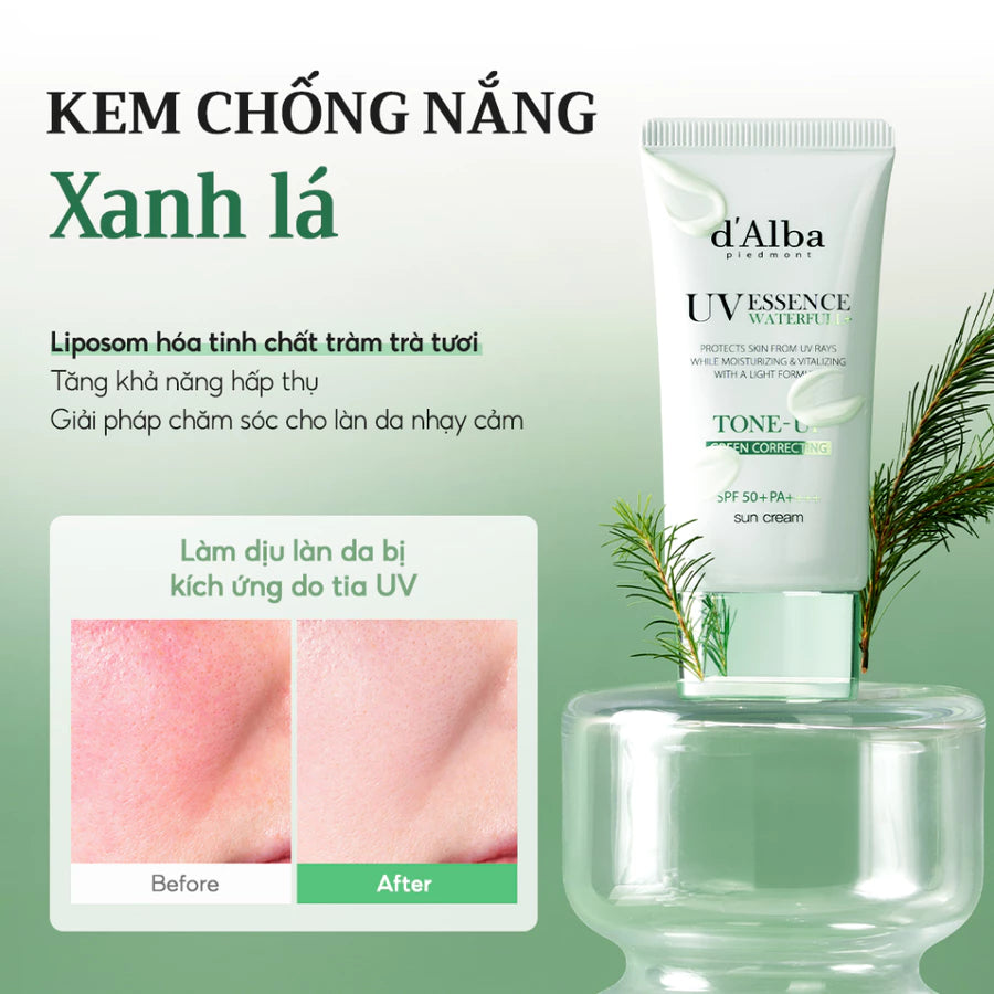 [d'Alba Official] Kem chống nắng Nâng tone Xanh lá White Truffle Tone Up Green Correcting Suncream 50ml