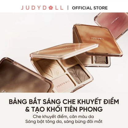 Bảng Phấn Tạo Khối Bắt Sáng 4 Ô JUDYDOLL Highlight & Contour Palette Mỏng Mịn Dễ tán Chuẩn màu 3D Lâu trôi 9g