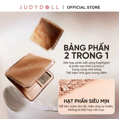 Bảng Phấn Tạo Khối Bắt Sáng 4 Ô JUDYDOLL Highlight & Contour Palette Mỏng Mịn Dễ tán Chuẩn màu 3D Lâu trôi 9g