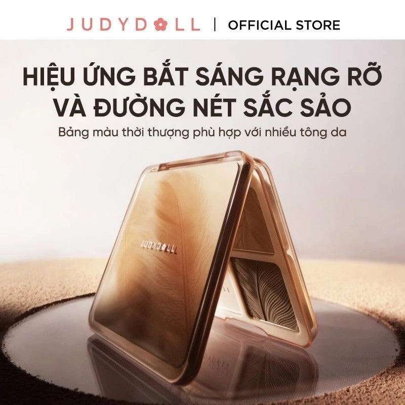 Bảng Phấn Tạo Khối Bắt Sáng 4 Ô JUDYDOLL Highlight & Contour Palette Mỏng Mịn Dễ tán Chuẩn màu 3D Lâu trôi 9g
