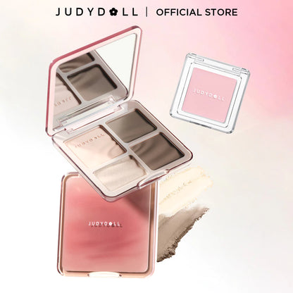 [Combo 2] Bảng Tạo Khối Bắt Sáng Highlight JUDYDOLL 4 Ô Thời Thượng & Phấn Má Hồng Đơn Sắc Tự Nhiên Đa Năng