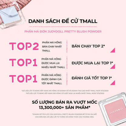 [Combo 2] Bảng Tạo Khối Bắt Sáng Highlight JUDYDOLL 4 Ô Thời Thượng & Phấn Má Hồng Đơn Sắc Tự Nhiên Đa Năng