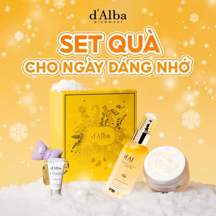 [d'Alba Official] Set quà trao yêu thương (serum dạng xịt 100ml, kem viên nang dưỡng trắng 55g, móc khóa kem chống nắng tím 5ml)