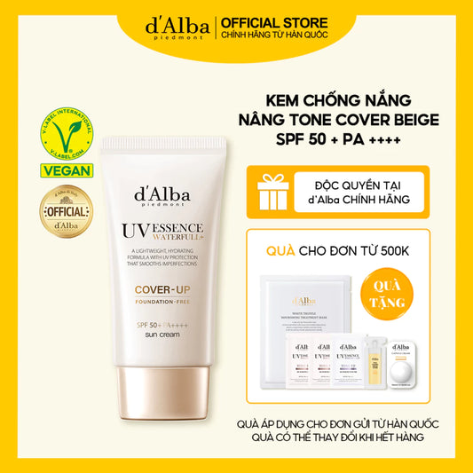 [d'Alba Official] Kem chống nắng Nâng tone Cover Beige 50ml (SPF50 + PA ++++)