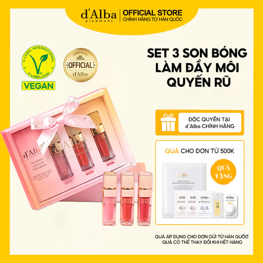 [d'Alba Official] Set 3 son bóng làm đầy môi Plumping Lip Glow Volumizer 5ml