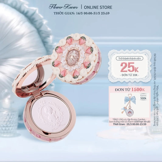 Phấn Phủ Nén Flower Knows Strawberry Cupid Bộ Sưu Tập Thiết Lập, Che Khuyết Điểm & Hoàn Thiện Lấy Nét Mềm 9,5g