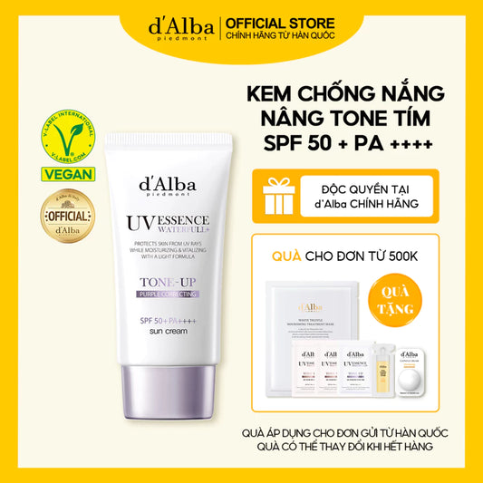 [d'Alba Official] Kem chống nắng nâng tone Tím d'Alba White Truffle Tone Up Sunscreen (Purple) 50ml