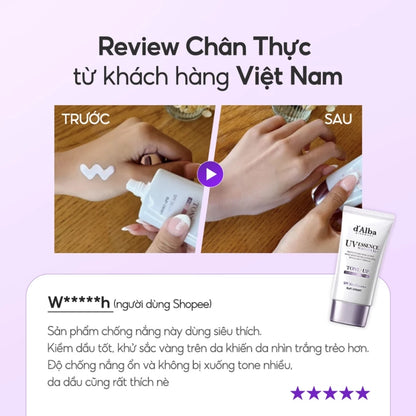 [d'Alba Official] Kem chống nắng nâng tone Tím d'Alba White Truffle Tone Up Sunscreen (Purple) 50ml