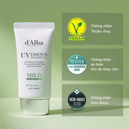 [d‘Alba Official] Kem chống nắng vật lý dịu nhẹ cho da nhạy cảm Waterfull Mild Suncream SPF 50+ 50ml