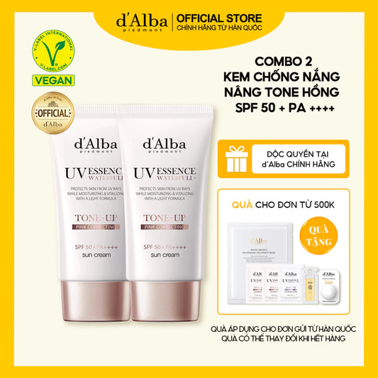 [d'Alba Official] Combo 2 Kem chống nắng nâng tông da Waterfull Tone-up Sun Cream SPF 50+ 50ml