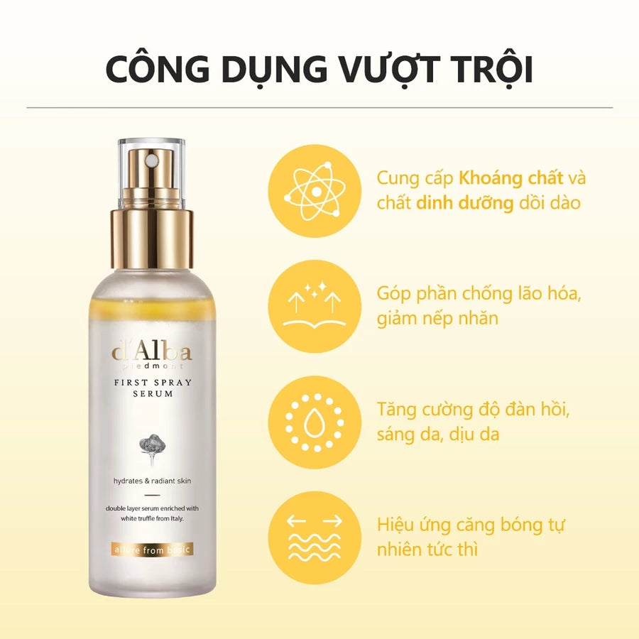 [d'Alba Official] Serum dạng xịt khoáng căng bóng da First Spray Serum 50ml/100ml - Mist Serum