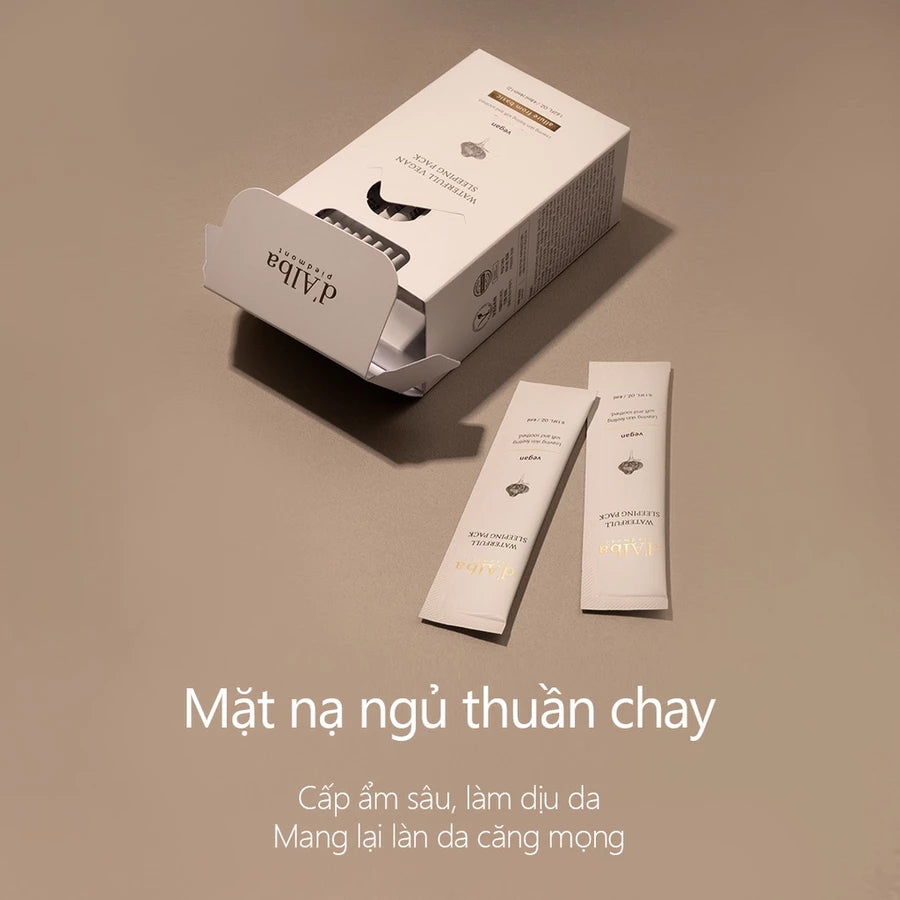[d'Alba Official] Mặt nạ ngủ cấp nước sáng da hộp 12 gói Waterfull Vegan Sleeping Pack