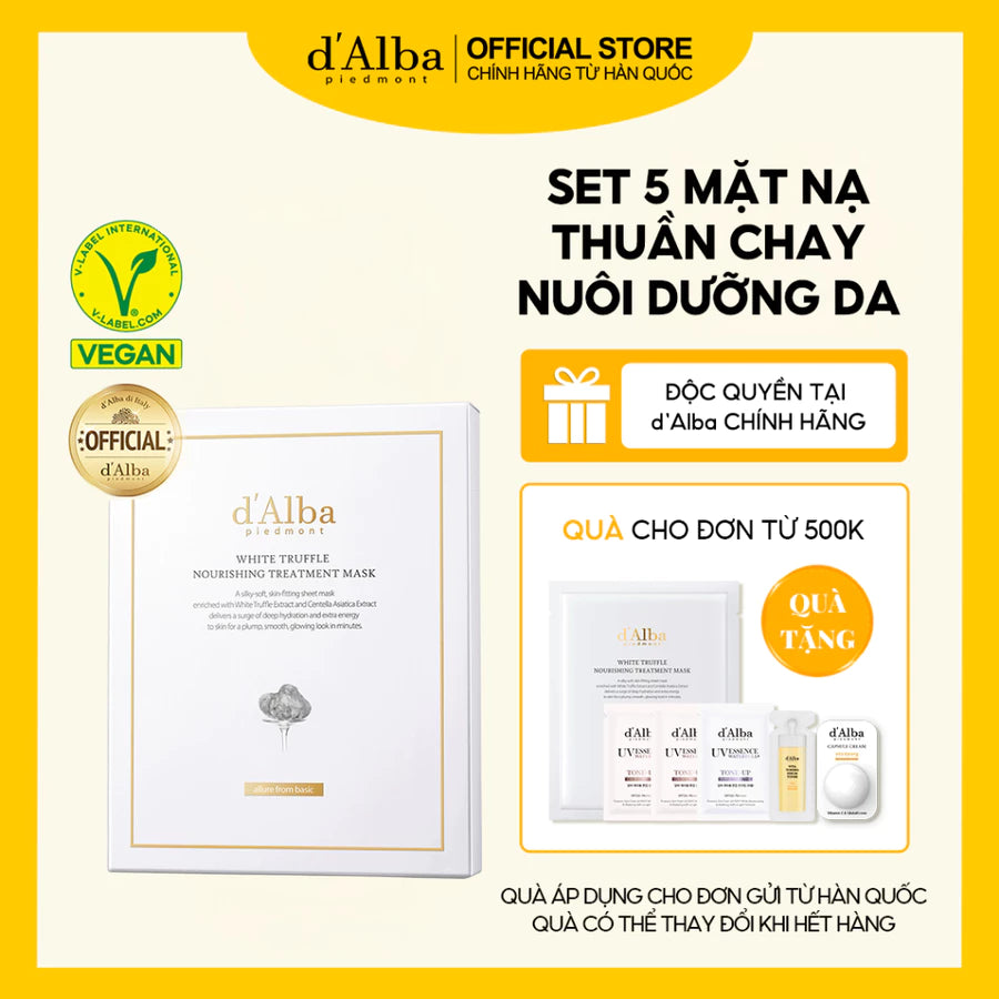 [d'Alba Official] Set 5 mặt nạ thuần chay nuôi dưỡng da 5ml/c
