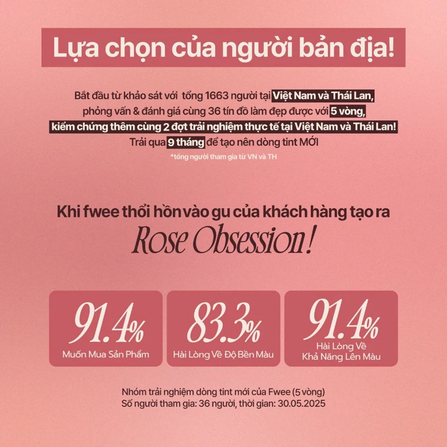 [fwee] Rose Obsession Stay-fit Lip Tint (4 Màu)