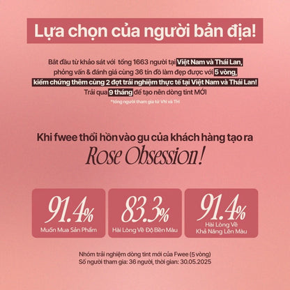 [fwee] Rose Obsession Stay-fit Lip Tint (4 Màu)