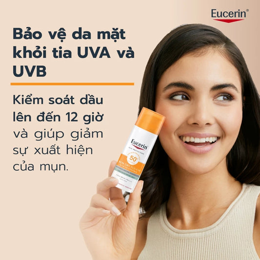 Eucerin Sun Dry Touch SPF50+ 50ml – Kem Chống Nắng Kiềm Dầu Cho Da Mụn